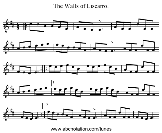 Walls of Liscarrol, The - staff notation