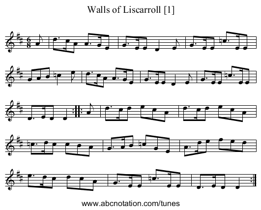 Walls of Liscarroll [1] - staff notation