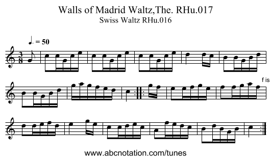 Walls of Madrid Waltz,The. RHu.017 - staff notation
