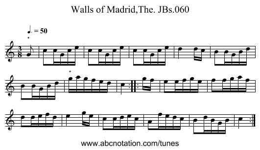 Walls of Madrid,The. JBs.060 - staff notation