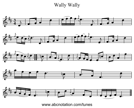 Wally Wally - staff notation