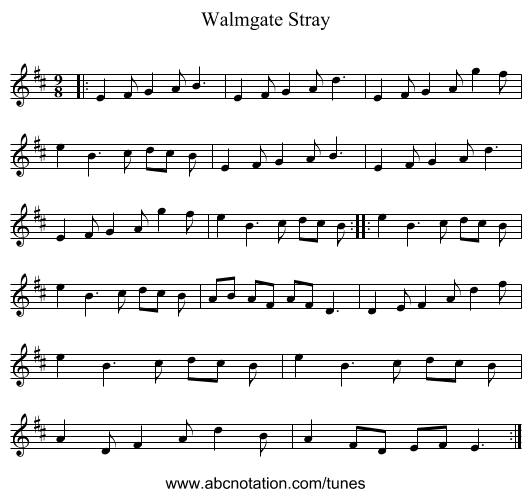 Walmgate Stray - staff notation
