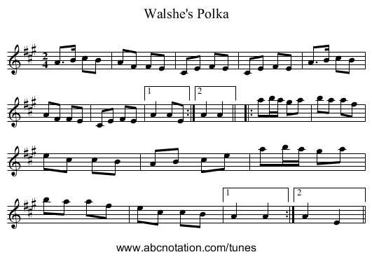 Walshe's Polka - staff notation