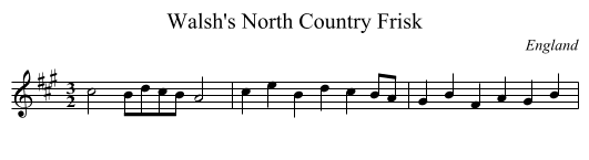 Walsh's North Country Frisk - staff notation