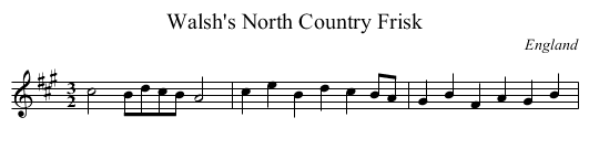 Walsh's North Country Frisk - staff notation
