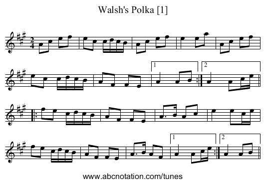 Walsh's Polka [1] - staff notation