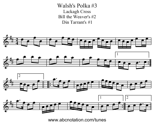 Walsh's Polka #3 - staff notation