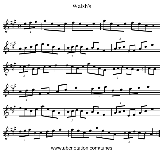 Walsh's - staff notation