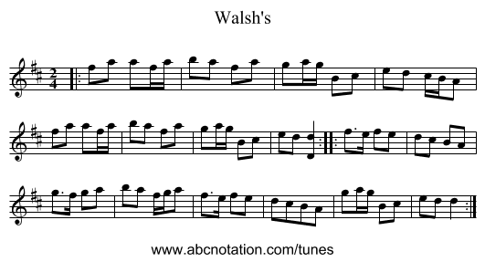 Walsh's - staff notation