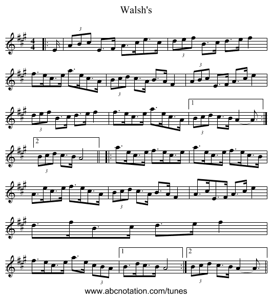 Walsh's - staff notation