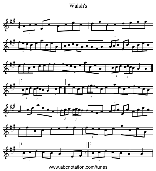 Walsh's - staff notation