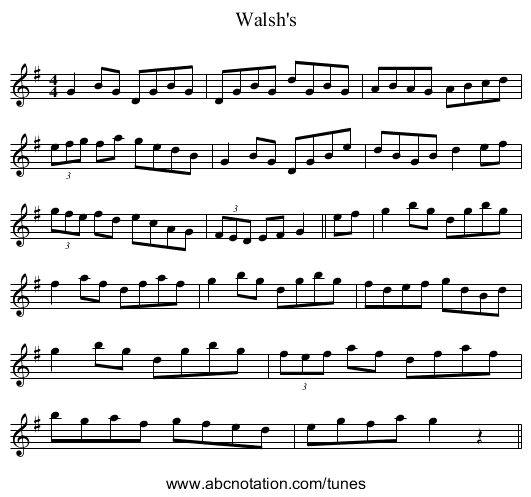 Walsh's - staff notation
