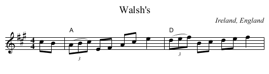 Walsh's - staff notation
