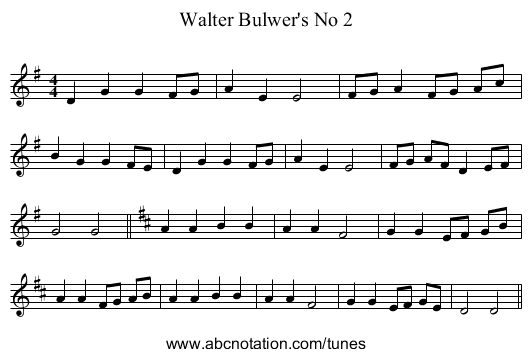 Walter Bulwer's No 2 - staff notation
