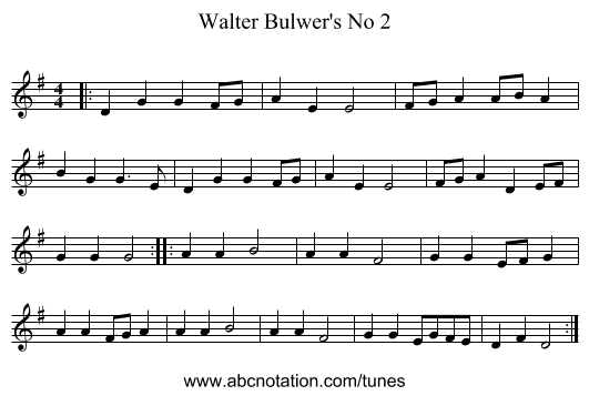 Walter Bulwer's No 2 - staff notation