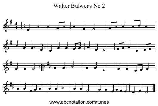 Walter Bulwer's No 2 - staff notation