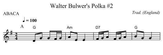 Walter Bulwer's Polka #2 - staff notation