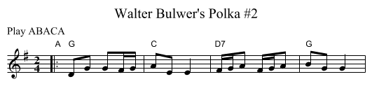 Walter Bulwer's Polka #2 - staff notation