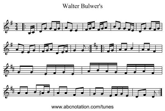 Walter Bulwer's - staff notation