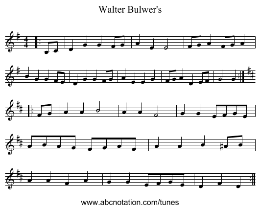 Walter Bulwer's - staff notation