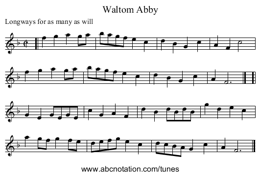 Waltom Abby - staff notation