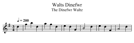 Walts Dinefwr - staff notation