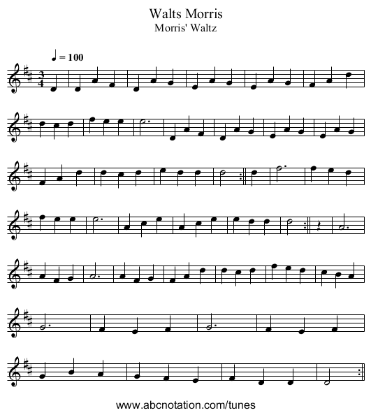 Walts Morris - staff notation