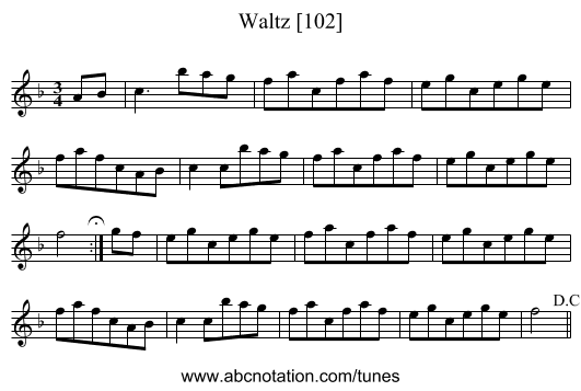 Waltz [102] - staff notation