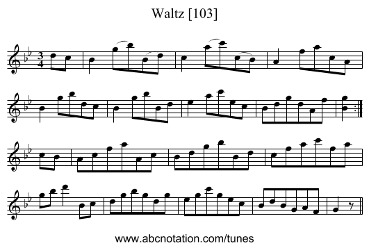 Waltz [103] - staff notation