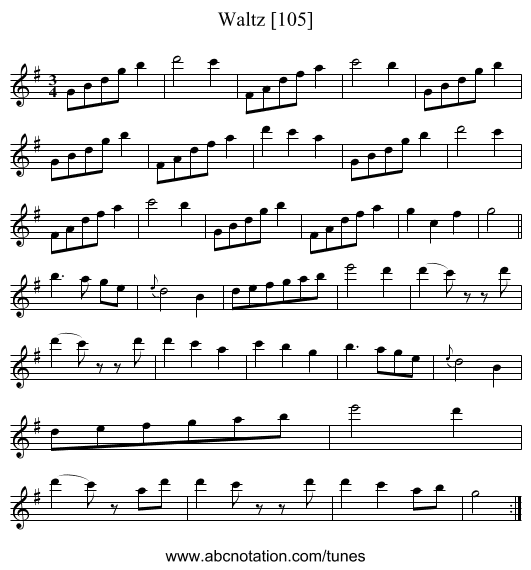 Waltz [105] - staff notation
