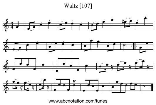 Waltz [107] - staff notation