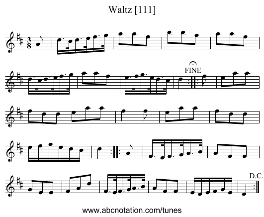 Waltz [111] - staff notation