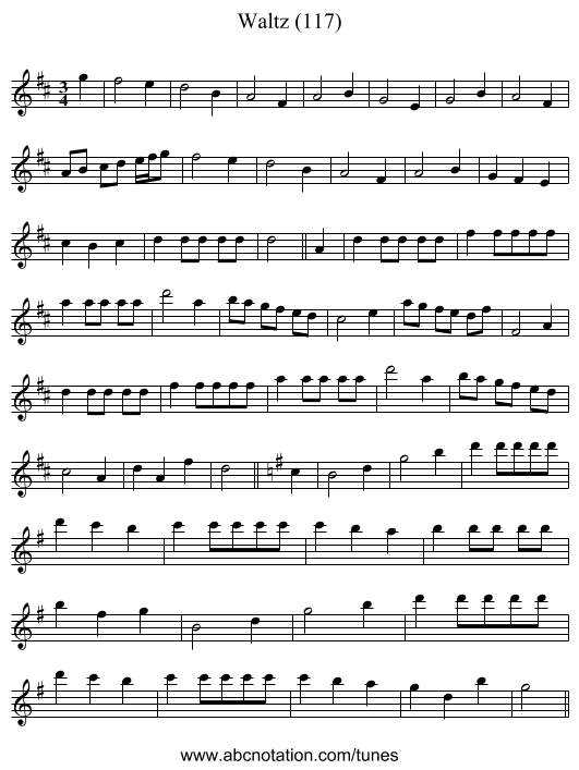 Waltz (117) - staff notation