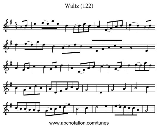 Waltz (122) - staff notation