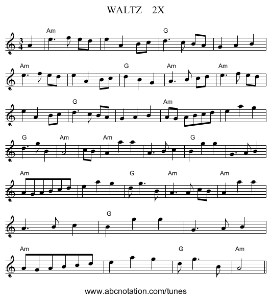 WALTZ    2X - staff notation
