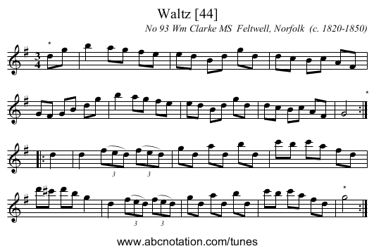 Waltz [44] - staff notation