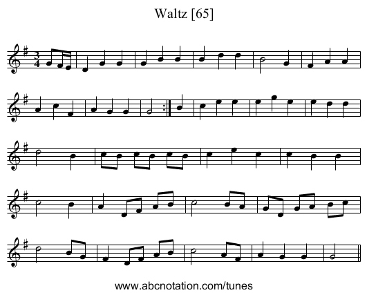 Waltz [65] - staff notation