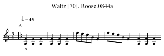 Waltz [70]. Roose.0844a - staff notation