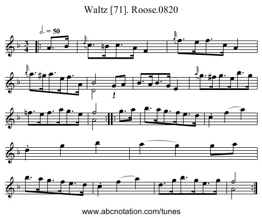 Waltz [71]. Roose.0820 - staff notation