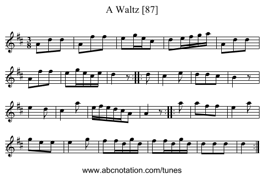 Waltz [87], A - staff notation