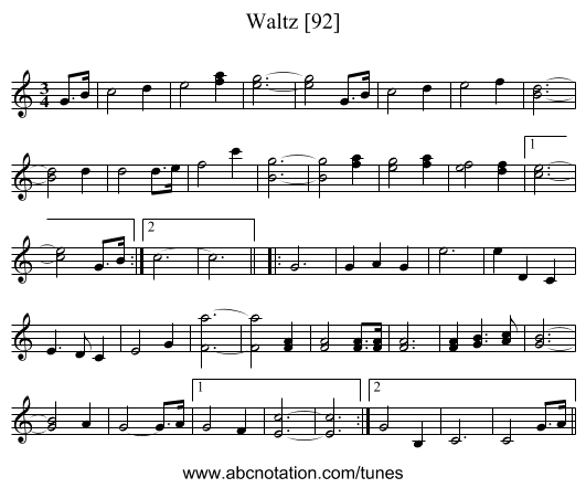 Waltz [92] - staff notation