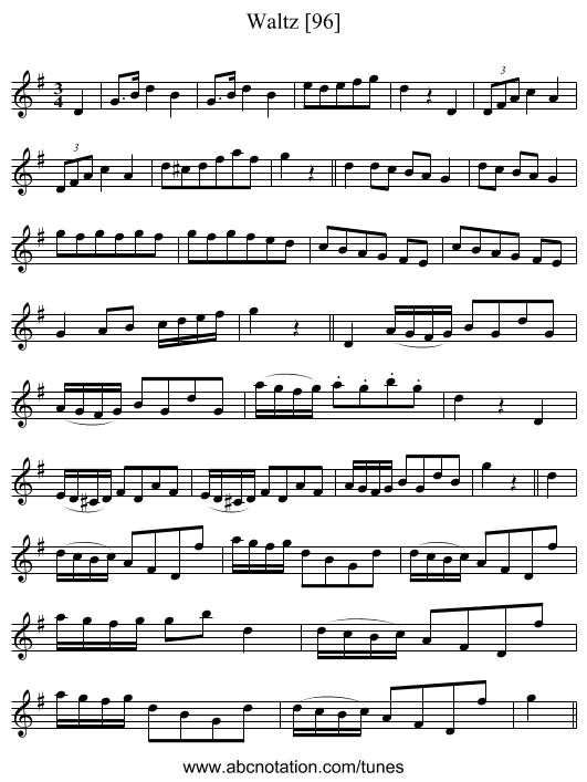 Waltz [96] - staff notation
