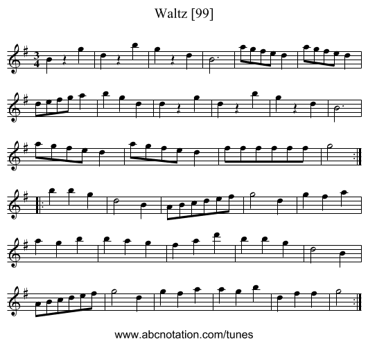 Waltz [99] - staff notation
