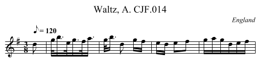 Waltz, A. CJF.014 - staff notation