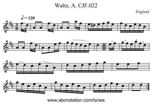 Waltz, A. CJF.022 - staff notation