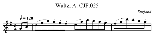 Waltz, A. CJF.025 - staff notation