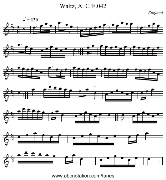 Waltz, A. CJF.042 - staff notation