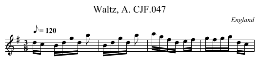 Waltz, A. CJF.047 - staff notation