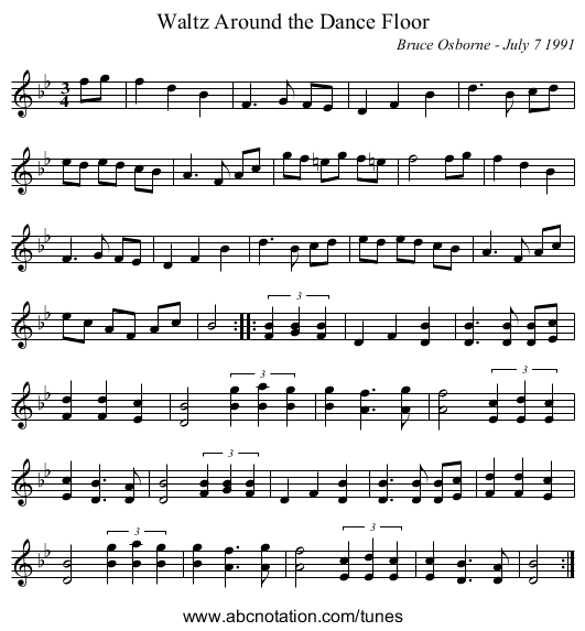 Waltz Around the Dance Floor - staff notation