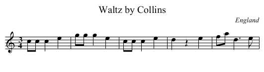 Waltz by Collins - staff notation